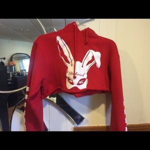 Badwood, bad bunny cropped hoodie